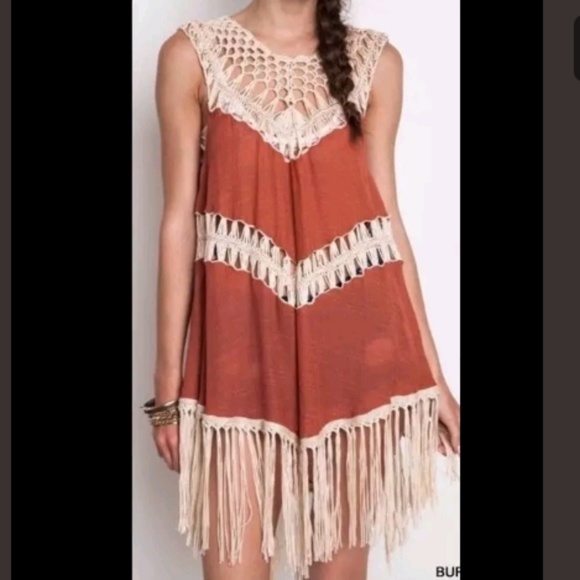Umgee Dresses & Skirts - Nwt Umgee Western Crochet Tunic Knit Tank Top Long